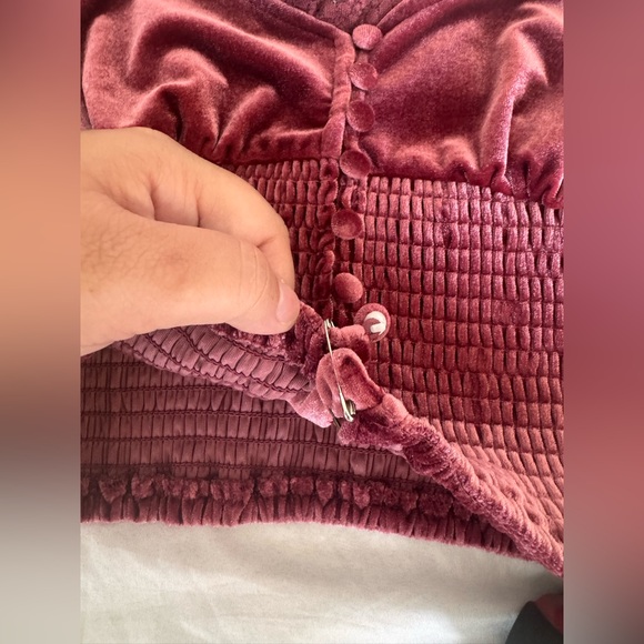 Forever 21 Burgundy Velvet Lace Crop Top | Romantic Parisian Coquette - Picture 7 of 8